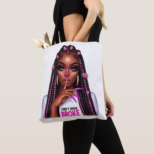 Bolsa Tote "Não Falo Pobre" Mulher Preta Calada (Close Up)
