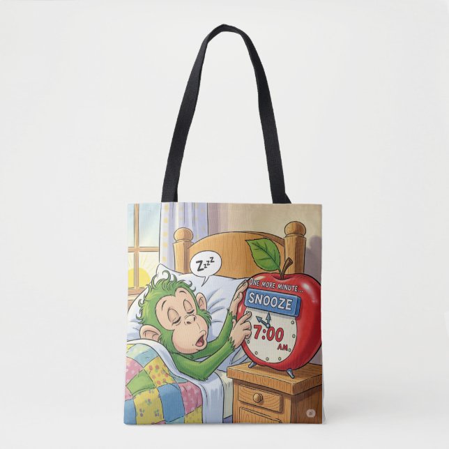 Bolsa Tote Não Hoje, Alarme - Modo Macaco Sonolento 💤 🙈 (Frente)