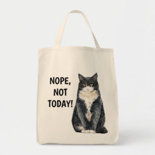 Bolsa Tote Não Hoje Não É Um Gato Branco Negro Engraçado
