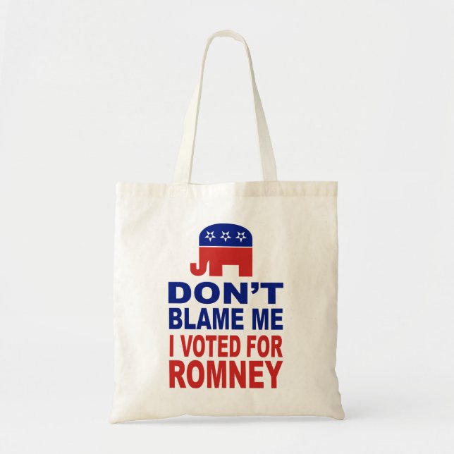 Bolsa Tote Não me responsabilize que eu votei para Romney (Frente)
