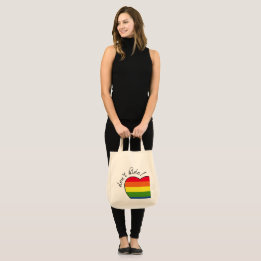 Bolsa Tote Não Ocultar Coração com Cores Arco-Íris