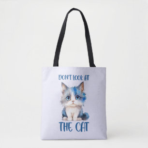 Bolsa Tote Não olhe para o gato - Adorável gatinho Bluish