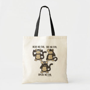 Bolsa Tote Não ouça nenhum macaco do mau - novo