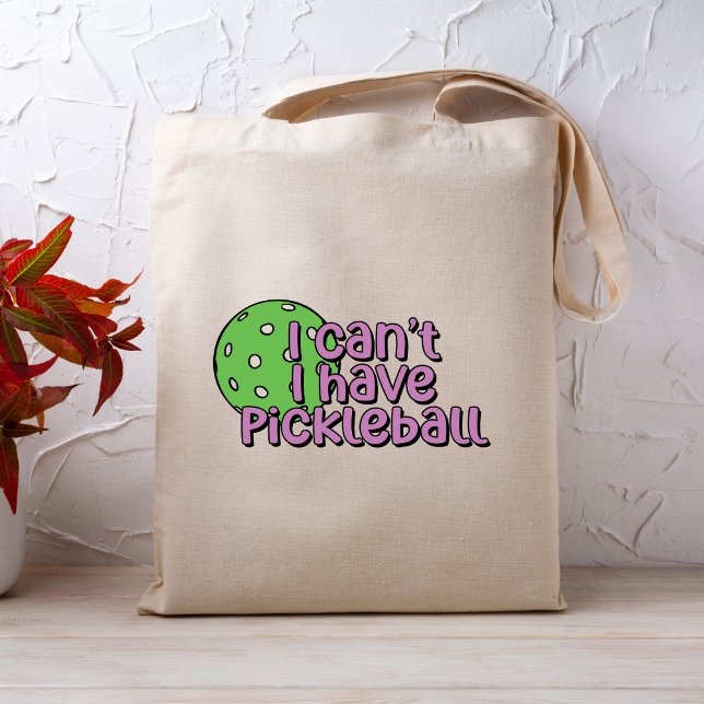 Bolsa Tote Não posso, tenho picleball | Roxo e verde (Criador carregado)