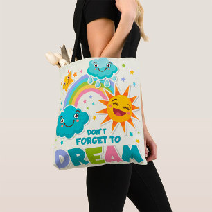 Bolsa Tote Não se esqueça de sonhar nuvens de sol inspiradora