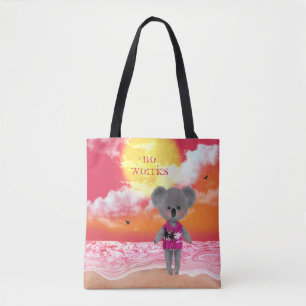 Bolsa Tote Não se preocupa com o coala na praia do pôr do s
