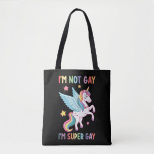 Bolsa Tote Não Sou Gay Sou Super Gay Orgulho LGBT Unicórnio