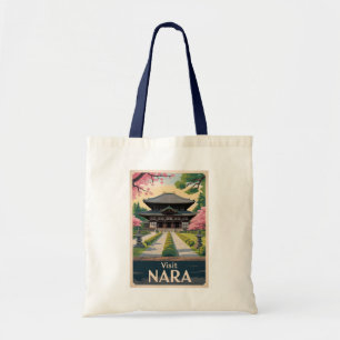 Bolsa Tote Nara Japão Ilustração Viagem Arte Vintage