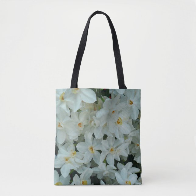 Bolsa Tote Narciso Branco Delicado de Paperwhite Flores (Frente)