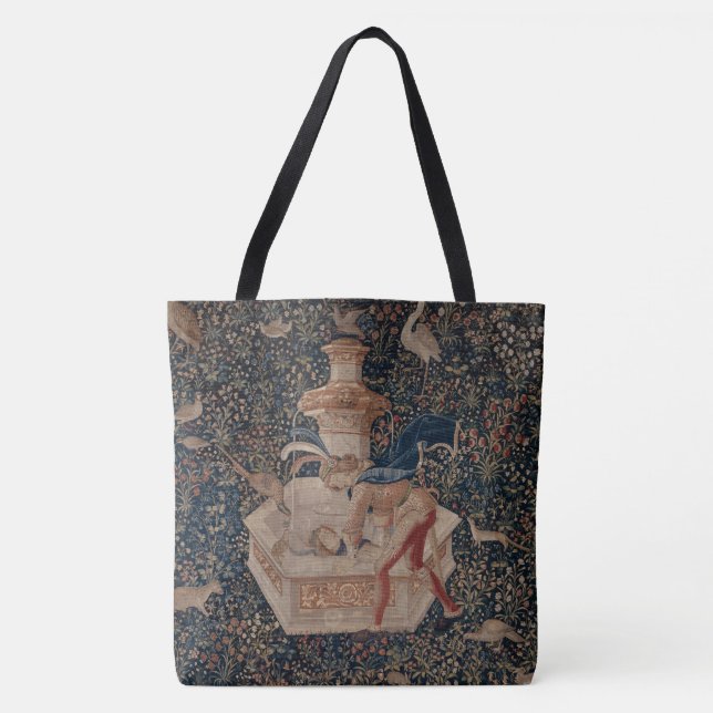 Bolsa Tote Narciso no Poço, Tapeçaria Medieval (Frente)