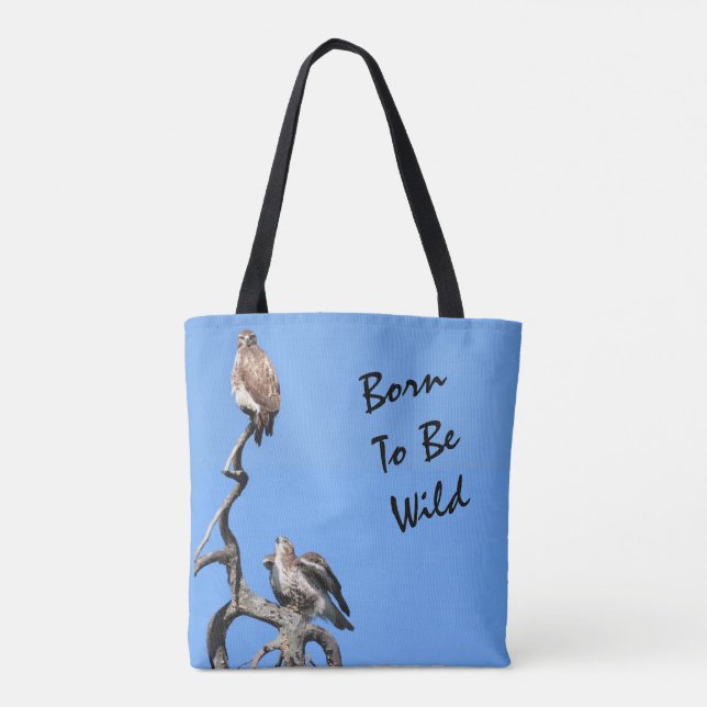 Bolsa Tote Nascer De Ser Selvagem, Red Tail Hawk (Verso)