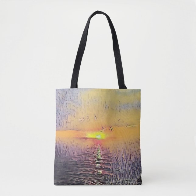 Bolsa Tote Nascer do sol pintado artístico bonito do Seascape (Frente)