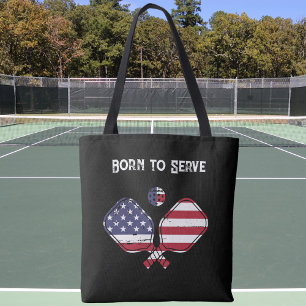 Bolsa Tote Nascer para Servir o Pickleball de Bandeiras Ameri