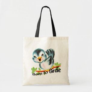 Bolsa Tote Nascer retro pequeno bonito do pássaro ao present