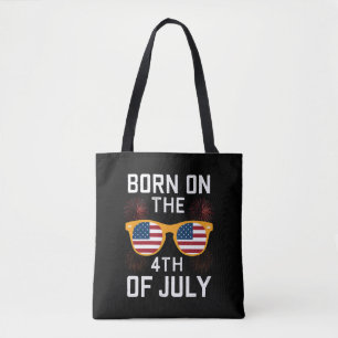 Bolsa Tote Nascido Em 4 De Julho Óculos De Sol De Aniversário