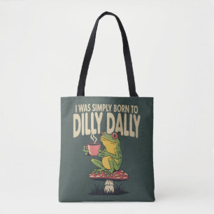 Bolsa Tote Nascido para Dilly Dally Vintage Frog Engraçado Re