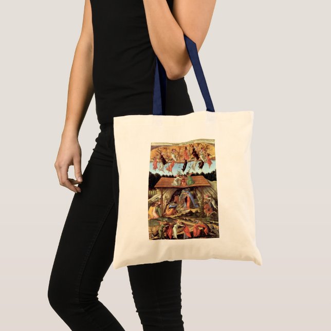 Bolsa Tote Nascimento do Cristo por Botticelli, Natal Nativid (Frente (produto))