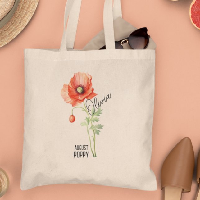 Bolsa Tote Nascimento mês de floração Agosto Nome da pipoca T (Criador carregado)