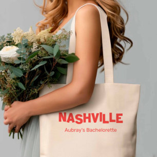 Bolsa Tote Nashville Modern Minimalista Bachelorette Vermelha