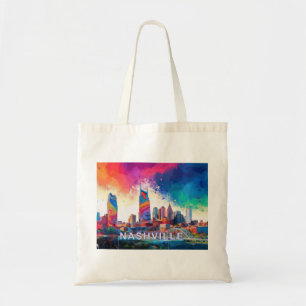 Bolsa Tote Nashville Skyline Abstrato Art