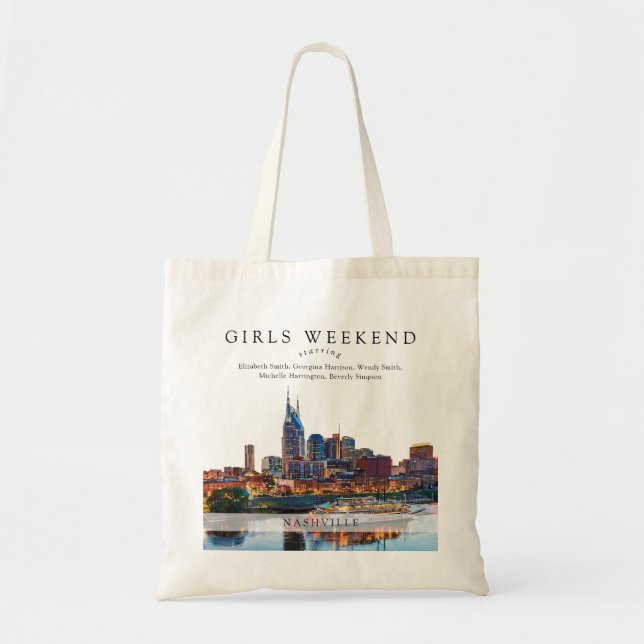 Bolsa Tote Nashville Skyline Watercolor Girls Weekend (Frente)