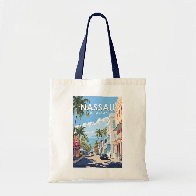 Bolsa Tote Nassau Bahamas Viagem Art Vintage (Frente)