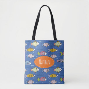 Bolsa Tote Natação Personalizada de Peixes Coloridos Bonito