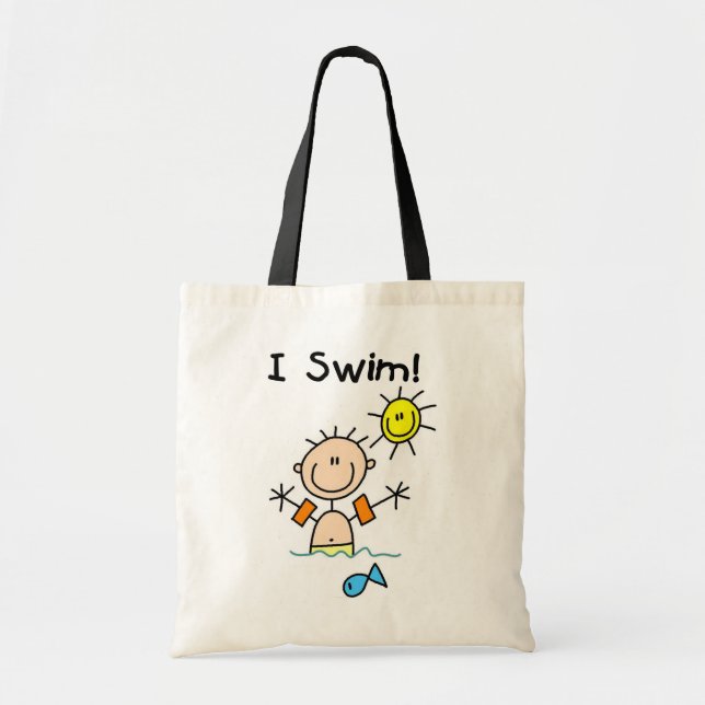 Bolsa Tote Natação Stick Figure Boy I (Frente)