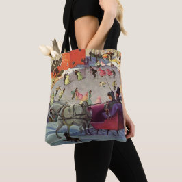 Bolsa Tote Natais vintages, Amor e Romance Sleigh Ride