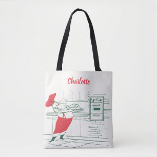 Bolsa Tote Natais vintages, Chef de Papai Noel e Turquia