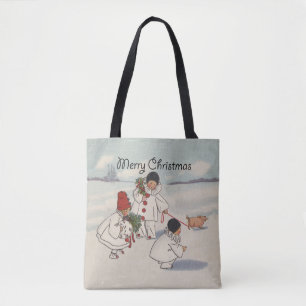 Bolsa Tote Natais vintages Clássicos Filha de Neve