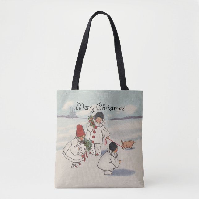 Bolsa Tote Natais vintages Clássicos Filha de Neve (Frente)