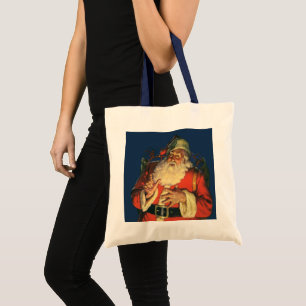 Bolsa Tote natais vintages, Jolly Papai Noel com Brinquedos