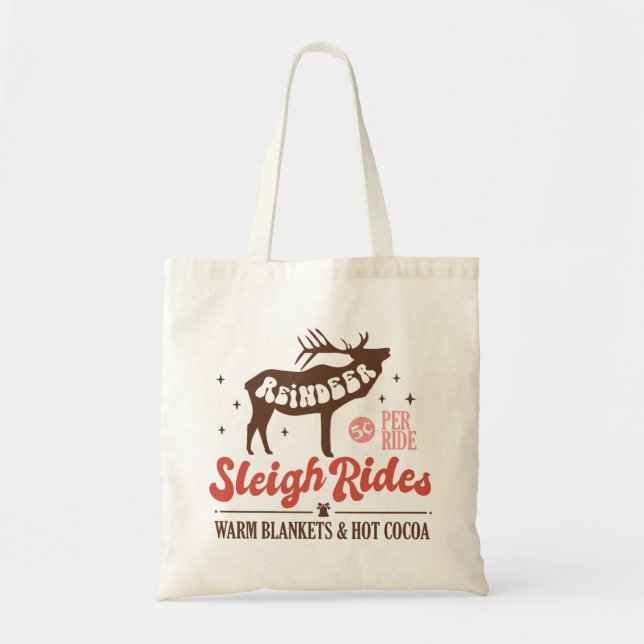 Bolsa Tote Natais vintages para Rena Sleigh (Frente)