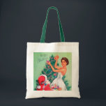 Bolsa Tote natais vintages retro Papais noeis Lady Holiday<br><div class="desc">natais vintages retro Papais noeis Lady Holiday Tote Bag</div>