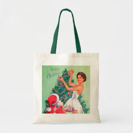 Bolsa Tote natais vintages retro Papais noeis Lady Holiday