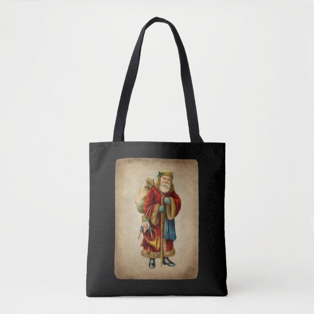 Bolsa Tote Natais vintages Velho Pai Natal (Frente)
