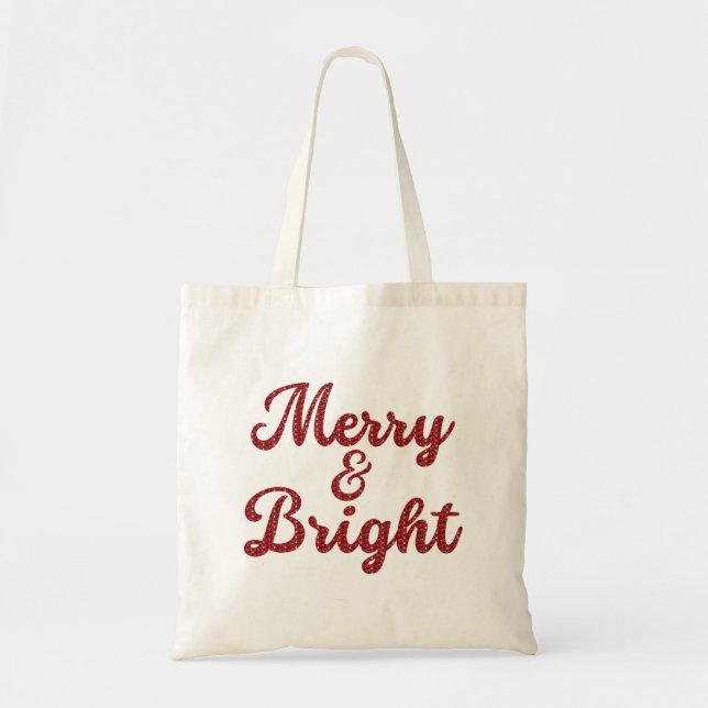 Bolsa Tote Natal Alegre e Brilhante (Frente)