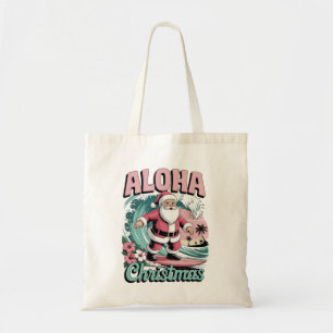 Bolsa Tote Natal Aloha Havaí Papai Noel Surfando Tropical
