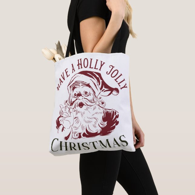 Bolsa Tote Natal Antigo Alegre e Divertido (Close Up)