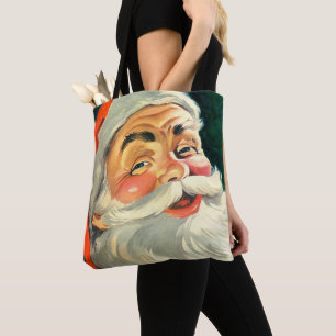 Bolsa Tote Natal Antigo, Alegre Papai Noel dos Anos 50 retrô