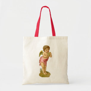 Bolsa Tote Natal Antigo, Anjo Músico com Flauta de Pã