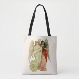Bolsa Tote Natal Antigo, Anjo Vitoriano Antigo Recortado