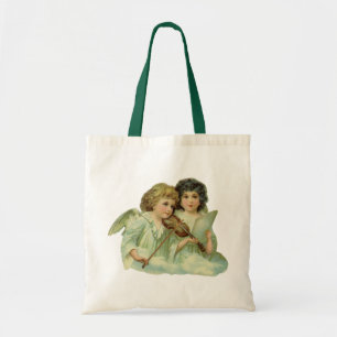 Bolsa Tote Natal Antigo, Anjos Vitorianos Música Violino