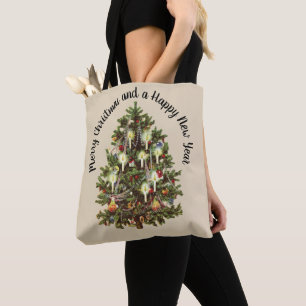 Bolsa Tote Natal Antigo, Árvore Vitoriana Decorada