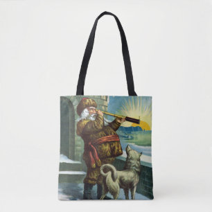 Bolsa Tote Natal Antigo, Brinquedos do Papai Noel e Meias