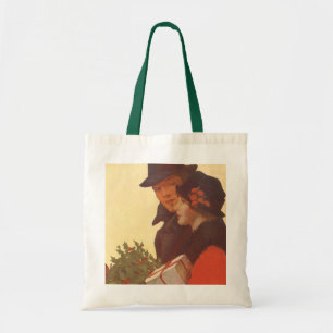 Bolsa Tote Natal Antigo, Compras de Presentes de Amor e Roman