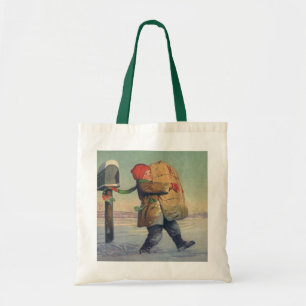 Bolsa Tote Natal Antigo, Criança com Grande Pacote