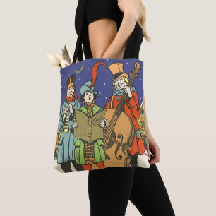 Bolsa Tote Natal Antigo, Músicos Cantando Canções de Natal co