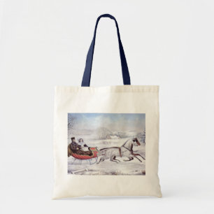 Bolsa Tote Natal Antigo, O Caminho do Inverno, Cavalo de Tren